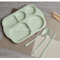 Set Makan Plastik Jerami Gandum 4-Buah